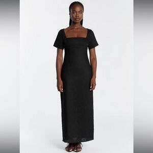Dissh- Jamie Black Linen Midi Dress- Australian Size 4